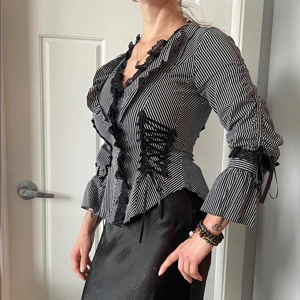 Vintage Black and White Women's Top